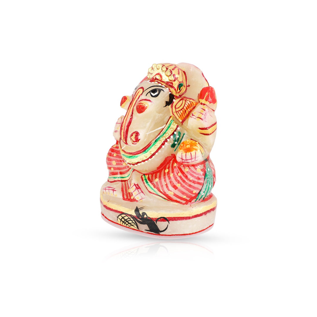 Yellow Aventurine Ganesh Idol - Handpainted