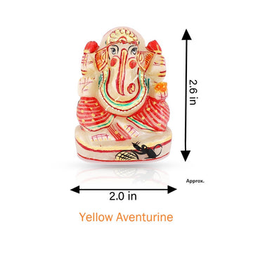 Yellow Aventurine Ganesh Idol - Handpainted