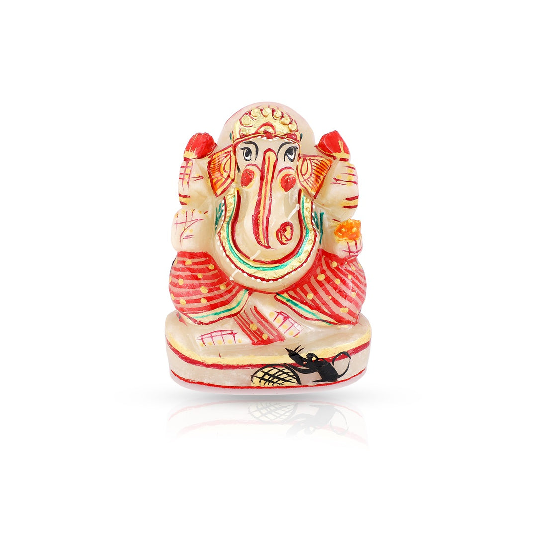 Yellow Aventurine Ganesh Idol - Handpainted