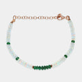 Natural Ethiopian Opal and Emerald Silver Bracelet