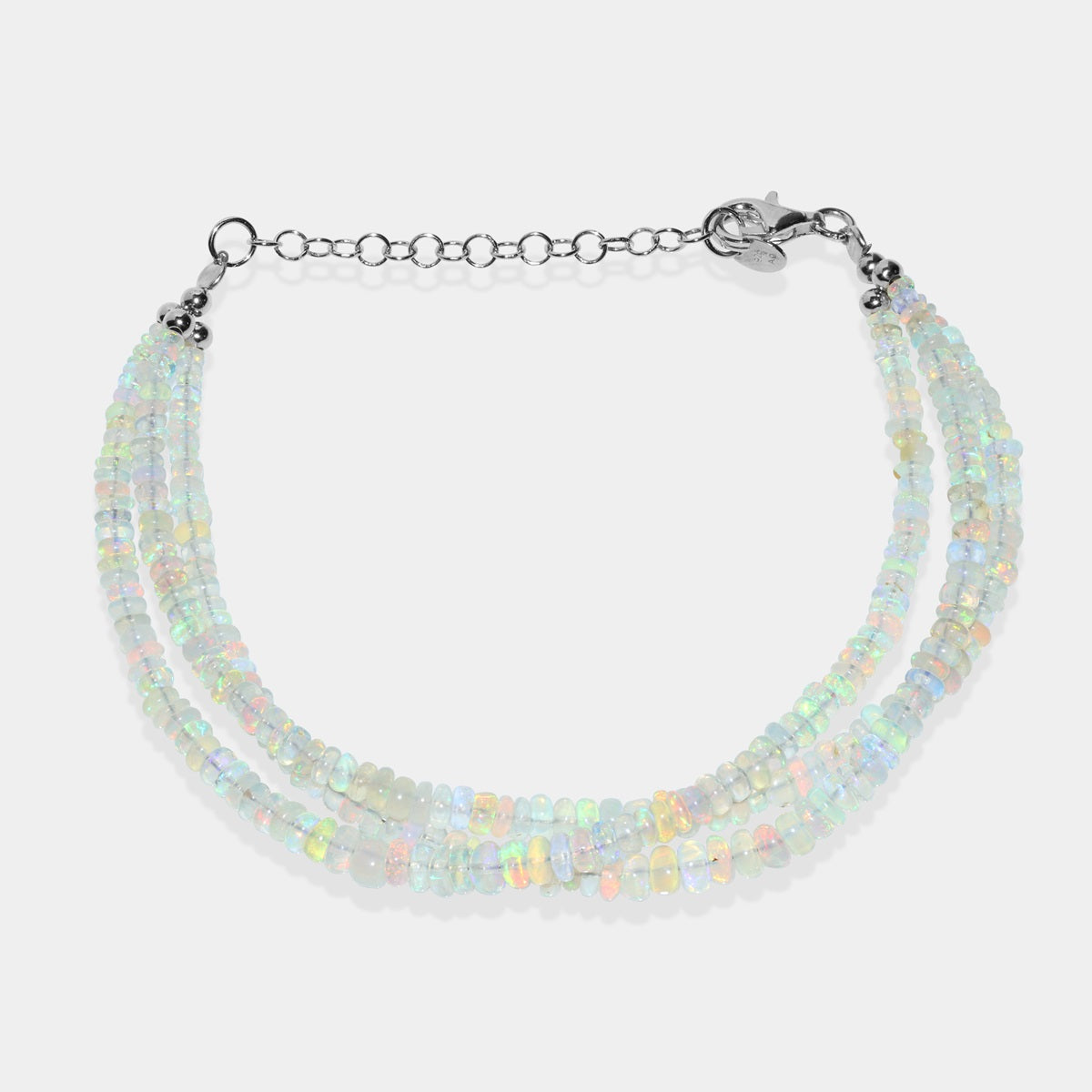 Elegant Silver Bracelet with Ethiopian Opal Beads