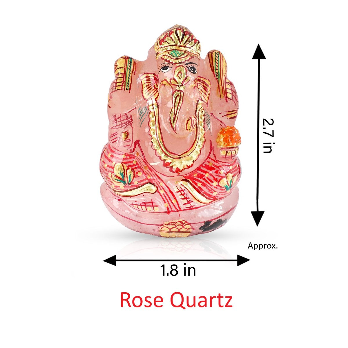 Handpainted Rose Quartz Ganesh Idol