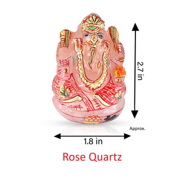 Handpainted Rose Quartz Ganesh Idol