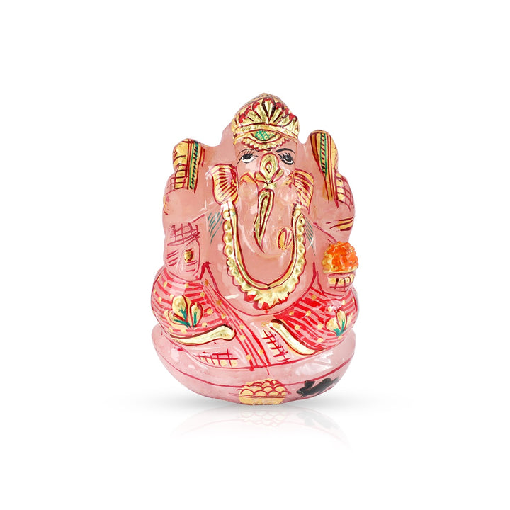 Handpainted Rose Quartz Ganesh Idol