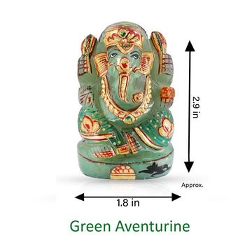 Handpainted Green Aventurine Ganesh Idol