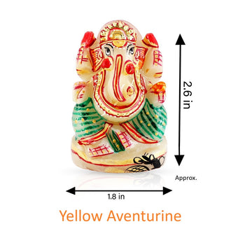 Handpainted Yellow Aventurine Ganesh Idol