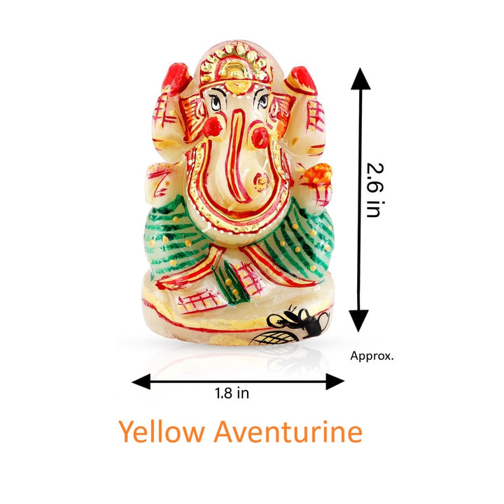 Handpainted Yellow Aventurine Ganesh Idol