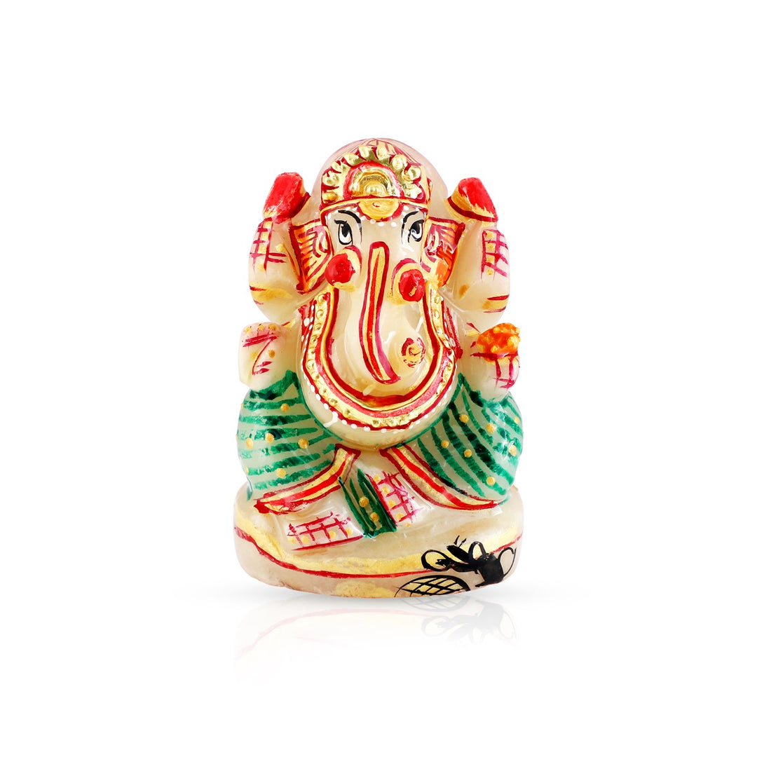 Handpainted Yellow Aventurine Ganesh Idol