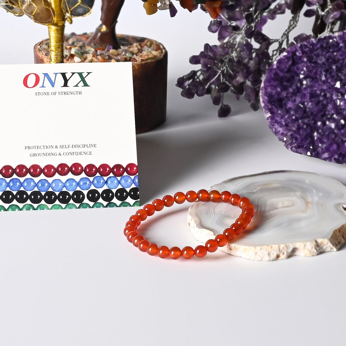 Red Onyx Strength Bracelet - A powerful accessory promoting courage and grounding energy in rich, red hues. Enhance your style with this natural gemstone for positivity and resilience