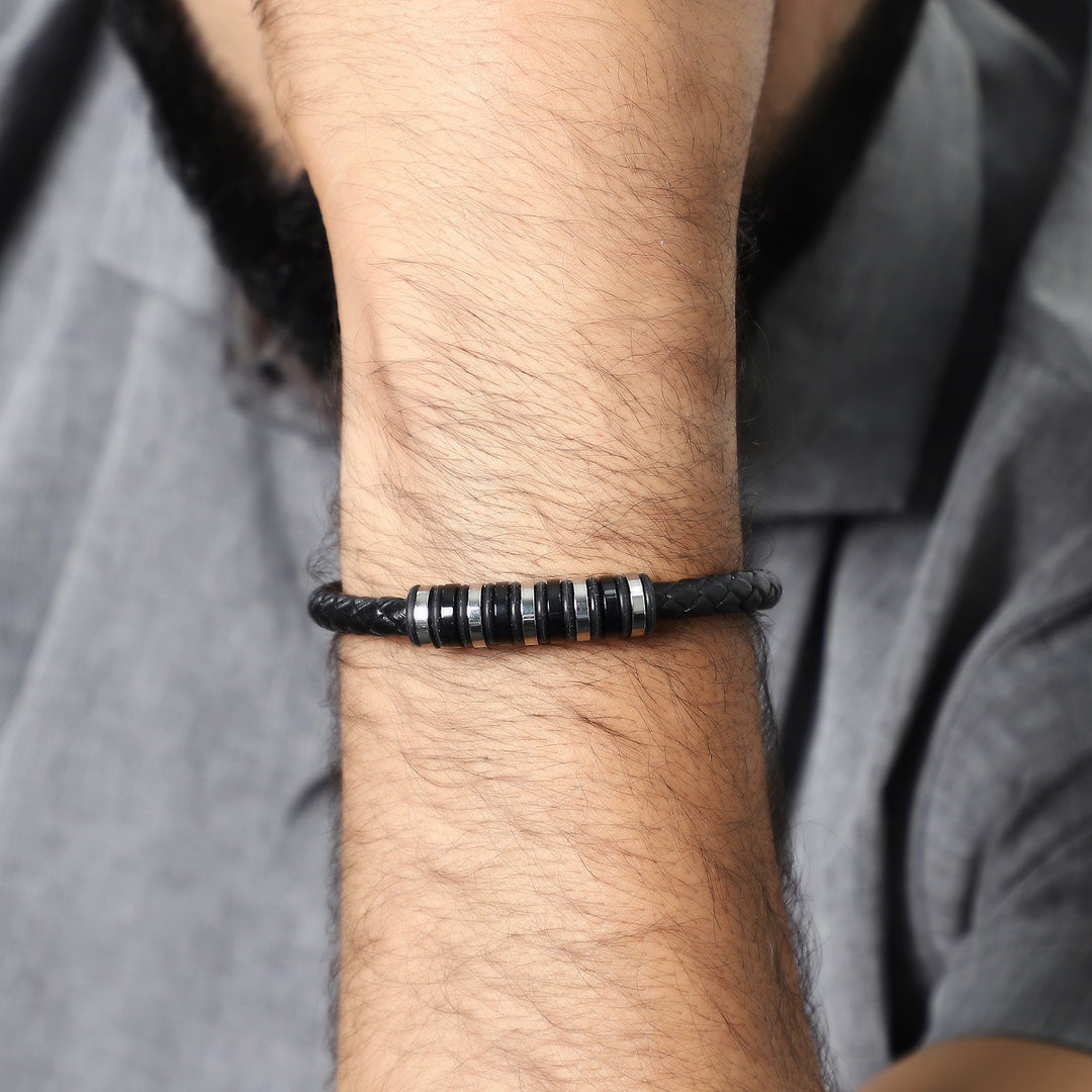 Wrist shot of the bracelet elegantly styled with casual attire, adding a touch of sophistication.