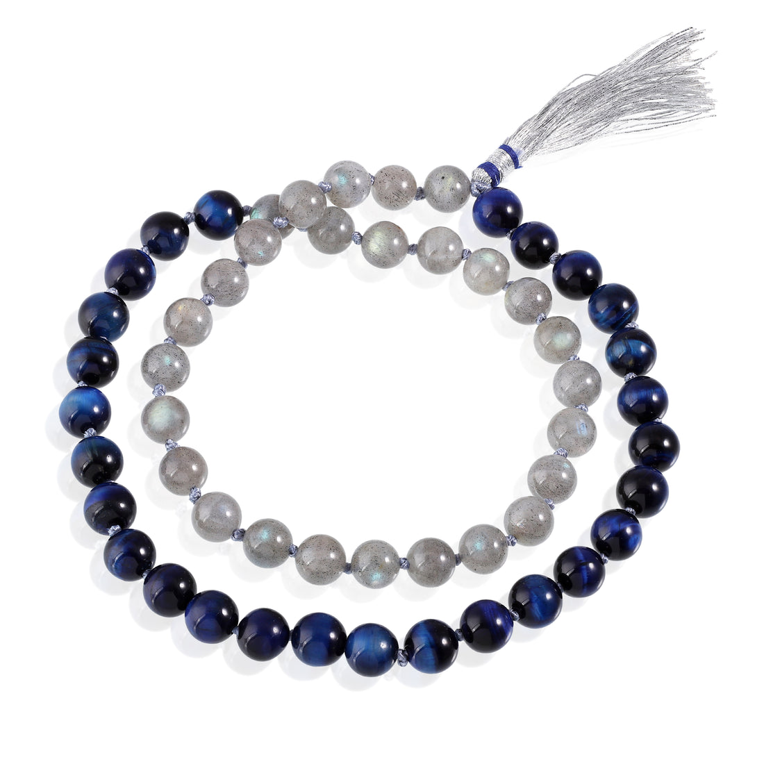 Labradorite and Blue Tiger's Eye Jap Mala with Gemstone Beads