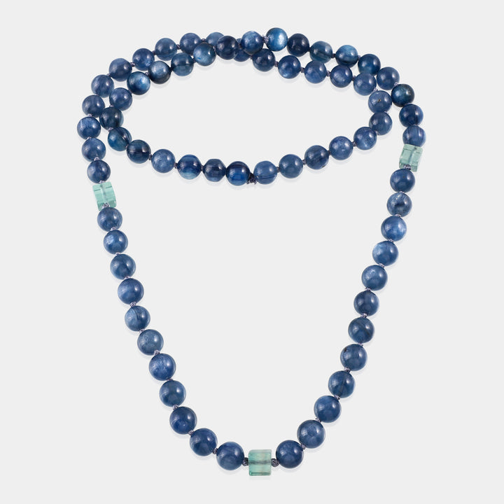 Kyanite and Green Fluorite Knotted Necklace