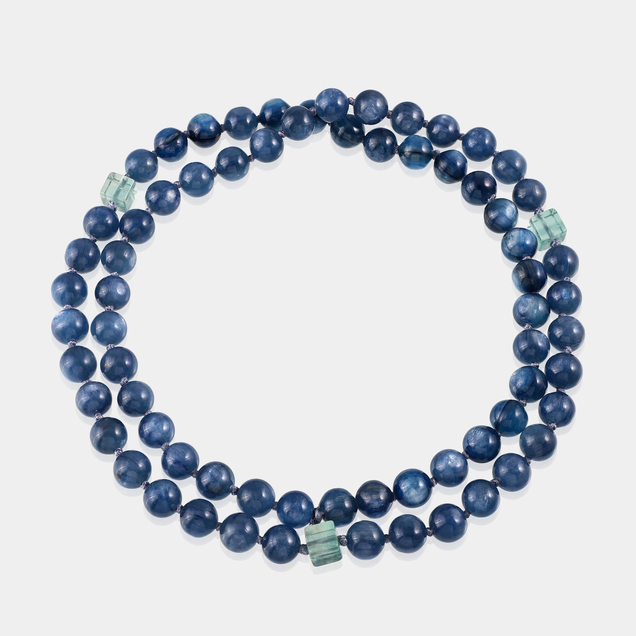 Kyanite and Green Fluorite Knotted Necklace