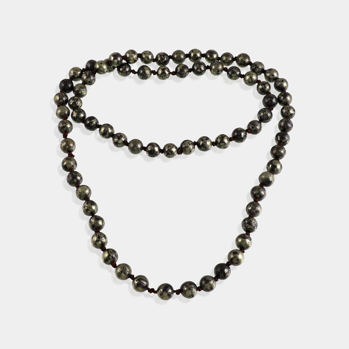 Pyrite Gemstone 99-Bead Jap Mala Rosary Unisex Necklace
