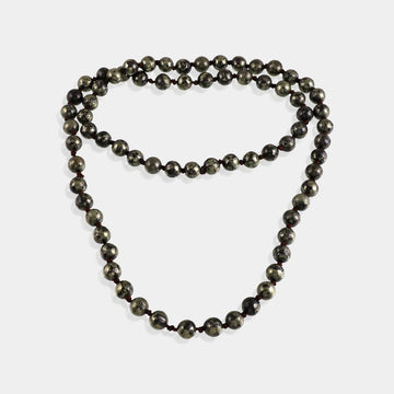 Pyrite Gemstone 99-Bead Jap Mala Rosary Unisex Necklace