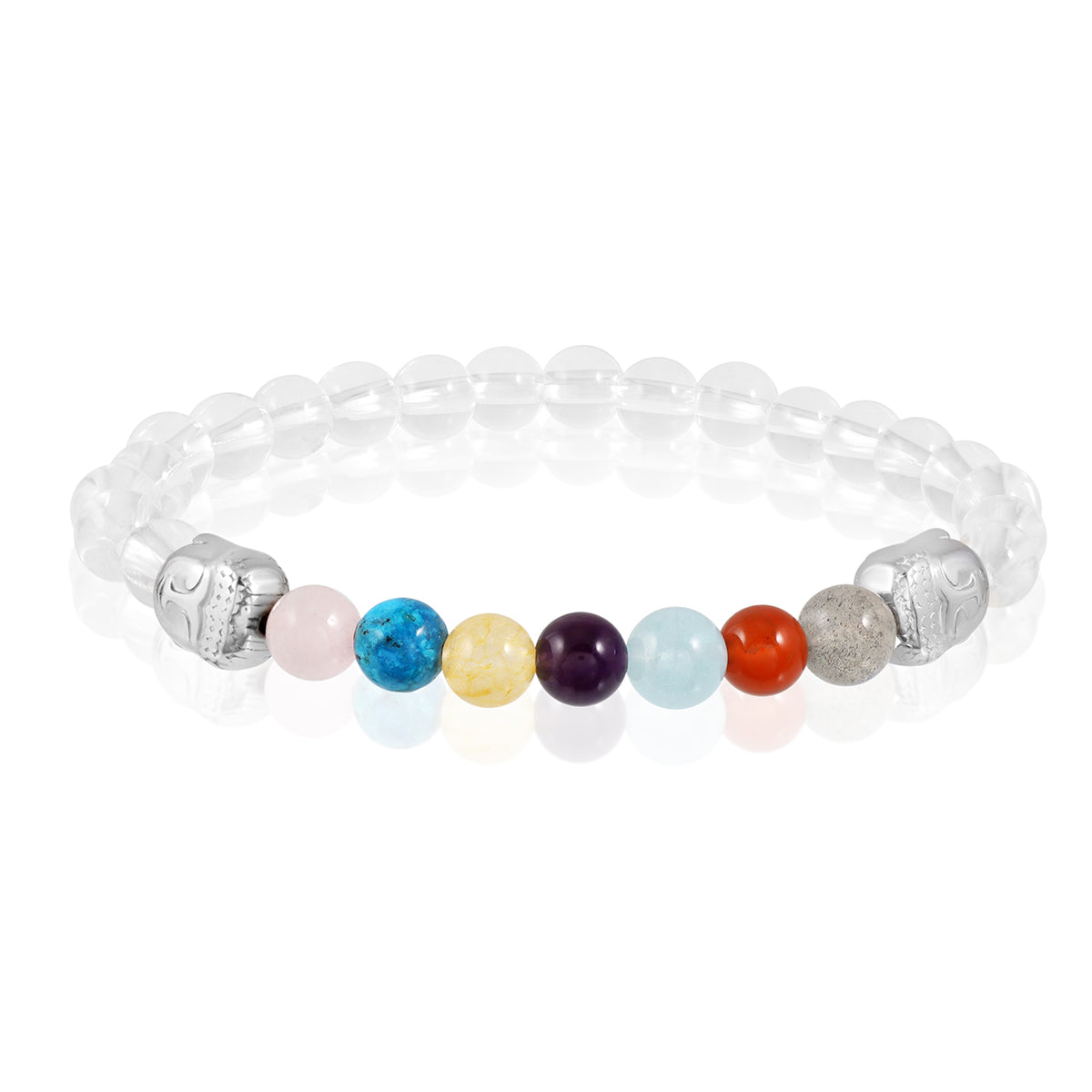 7 Chakra, Buddha and Crystal Quartz Beads Stretch Bracelet