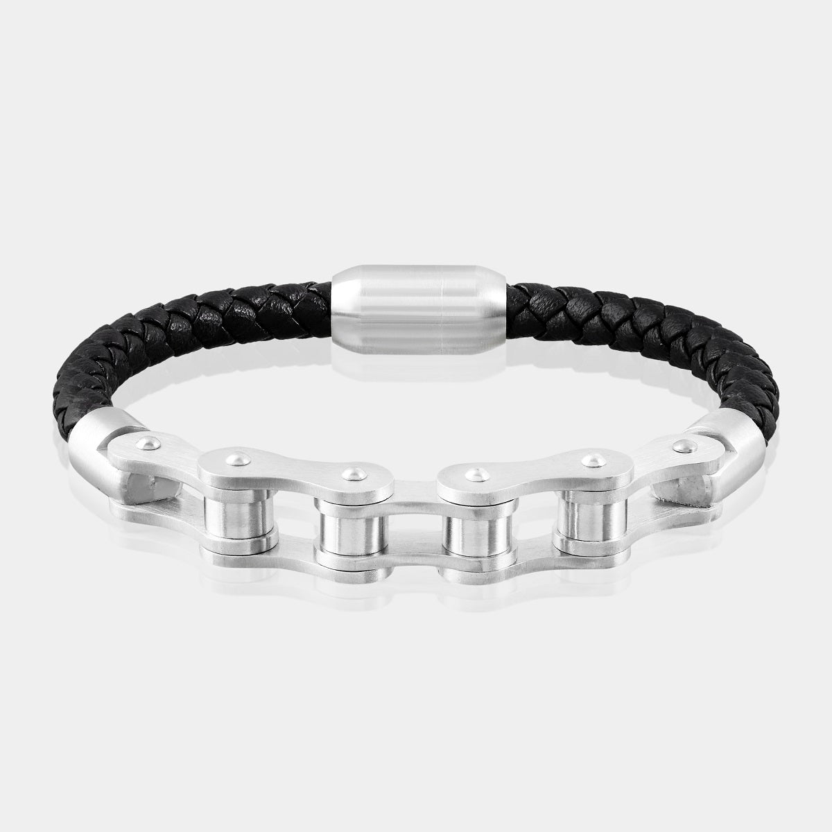 Stainless Steel W Black Links Polished Biker Chain Bracelet Wcb1008 |  Wholesale Jewelry Website