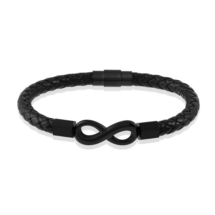 Black Infinity Leather Men's Bracelet | Best Quality