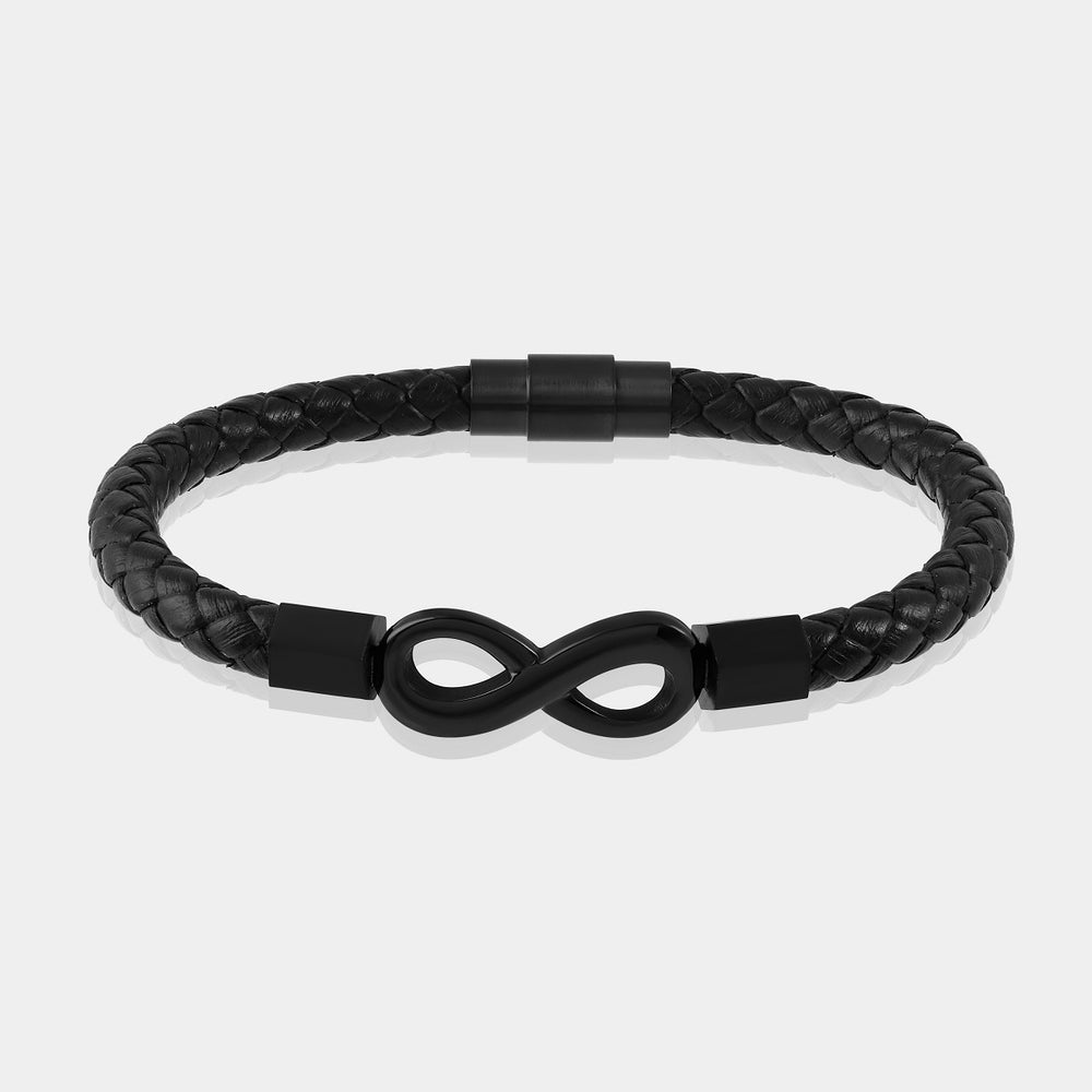 No. 8 Infinity Love Braided Leather Bracelet, showcasing the infinity symbol and braided leather design
