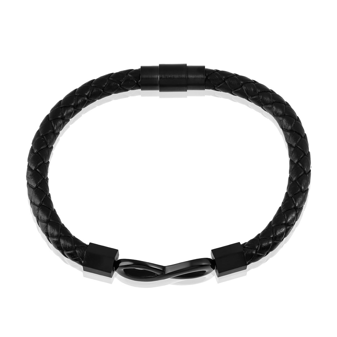 Black Infinity Leather Men's Bracelet | Best Quality