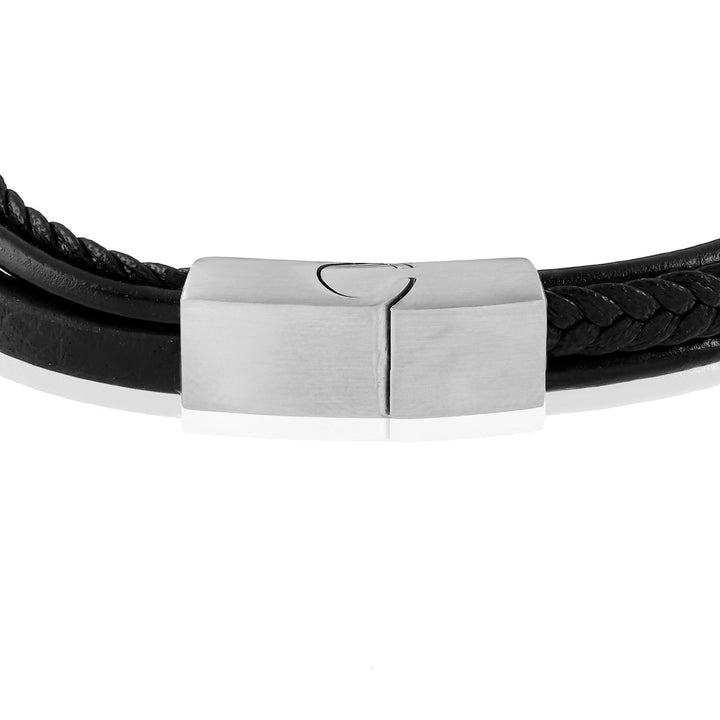 Stainless Steel Multi Layer Leather Bracelet