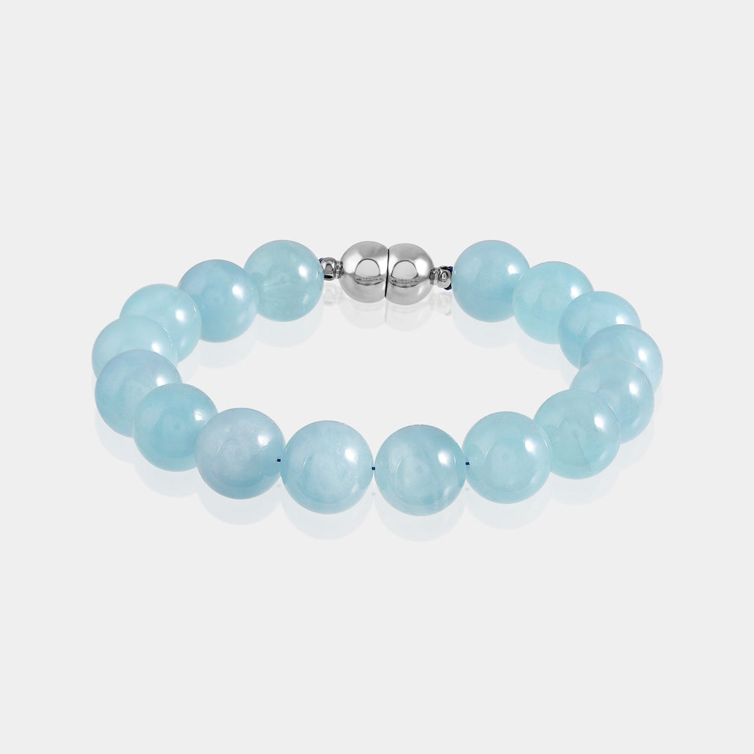 Natural Aquamarine Gemstone Beads Handmade Magnetic Lock Bracelet, showcasing soothing blue gemstone beads