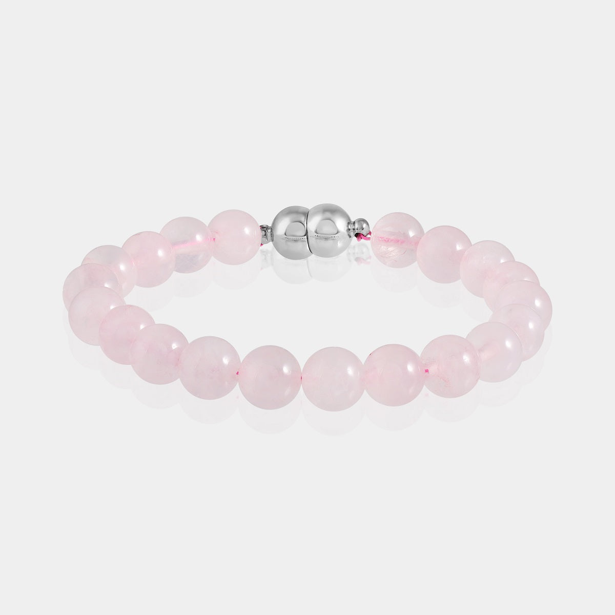 8mm smooth round Rose Quartz beads, radiating a gentle and soothing pink color