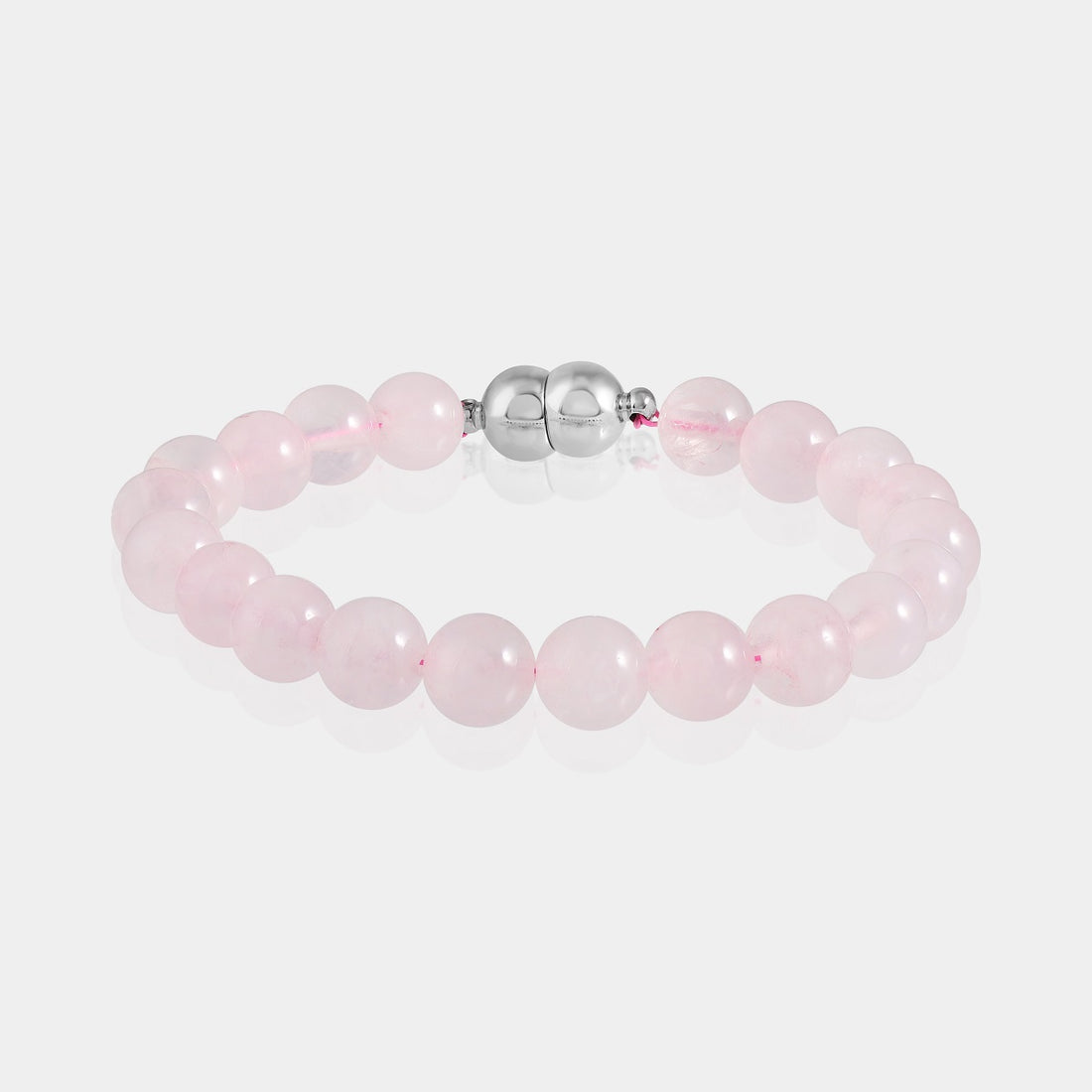 8mm smooth round Rose Quartz beads, radiating a gentle and soothing pink color