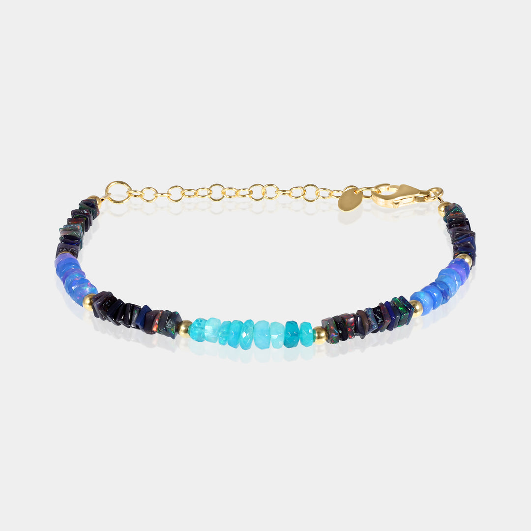 Gemstone Beads Bracelet with Blue and Black Ethiopian Opals