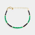 Gemstone Beads Bracelet with Green and Black Ethiopian Opals