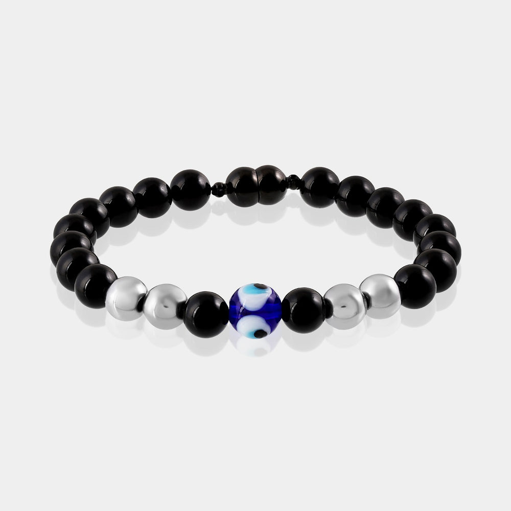 Natural Black Onyx & Hematite Gemstone Bracelet - Handcrafted for balance and protection