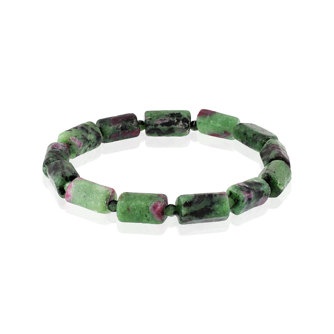 Faceted Round and Smooth Cylinder Ruby Zoisite Beads