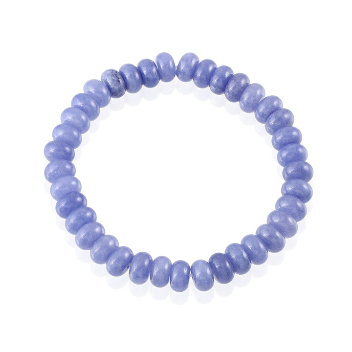 Lavender Blue Quartz Stretch Bracelet - 8mm Rondelle Stones