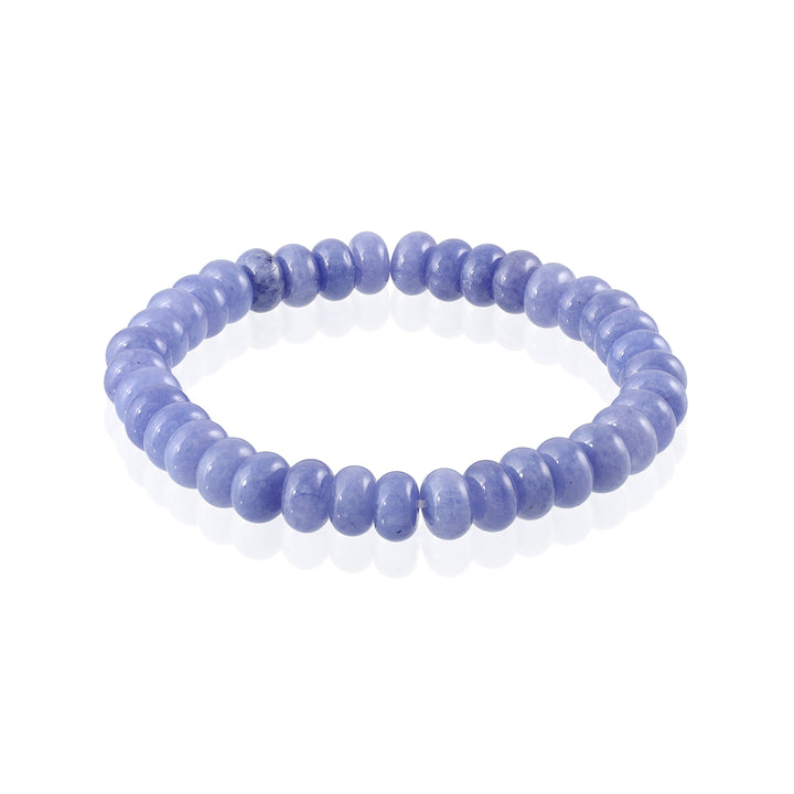 Lavender Blue Quartz Stretch Bracelet - 8mm Rondelle Stones