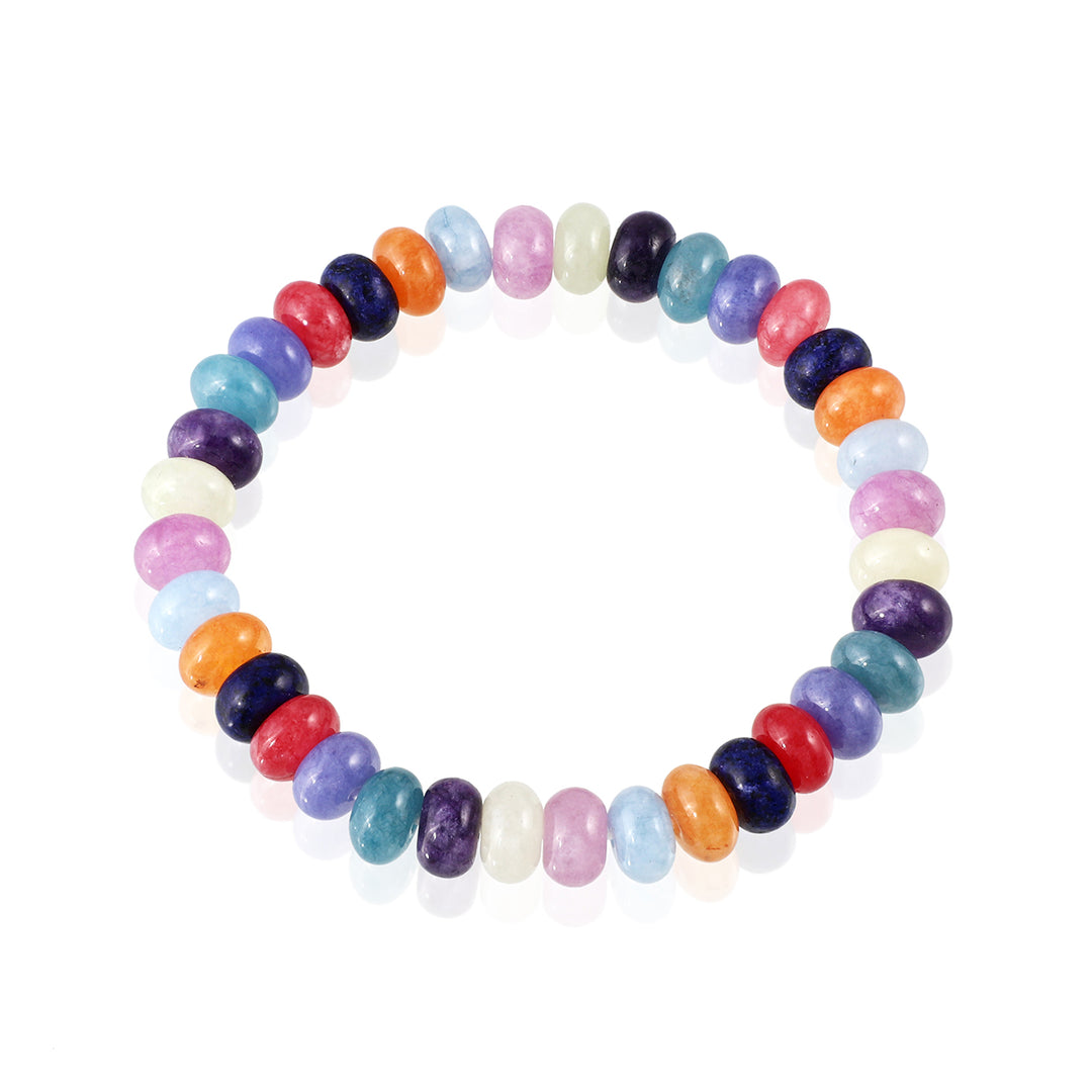 Multicolored Quartz Stretch Bracelet - 8mm Rondelle Stones