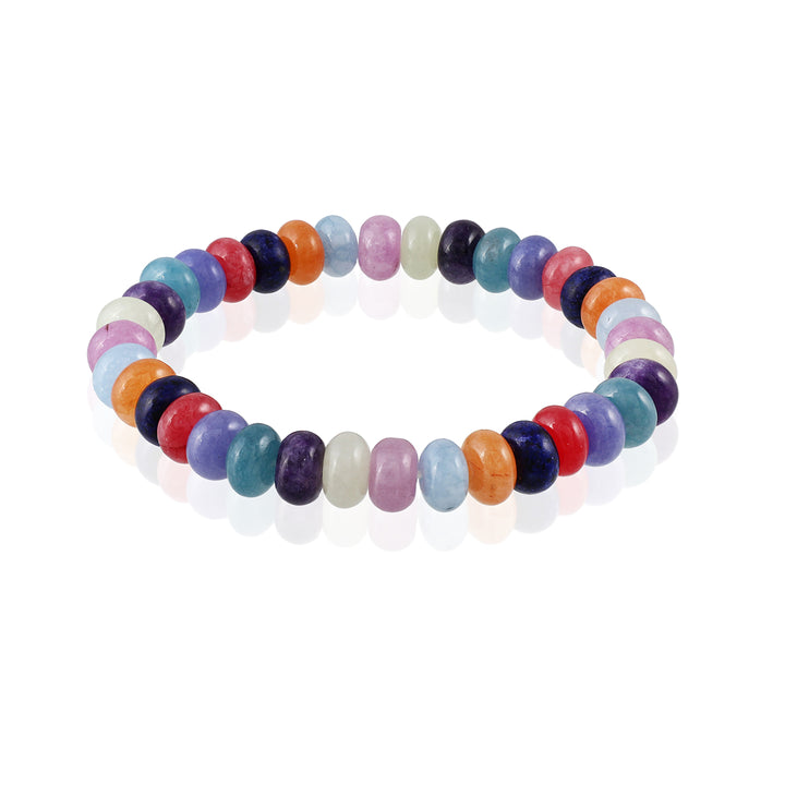 Multicolored Quartz Stretch Bracelet - 8mm Rondelle Stones