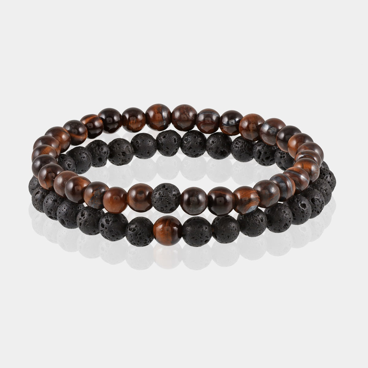 Red Tiger's Eye and Lava Bracelet Combo