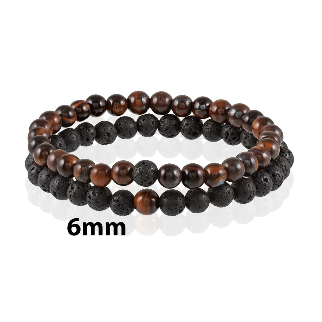 Red Tiger's Eye and Lava Bracelet Combo