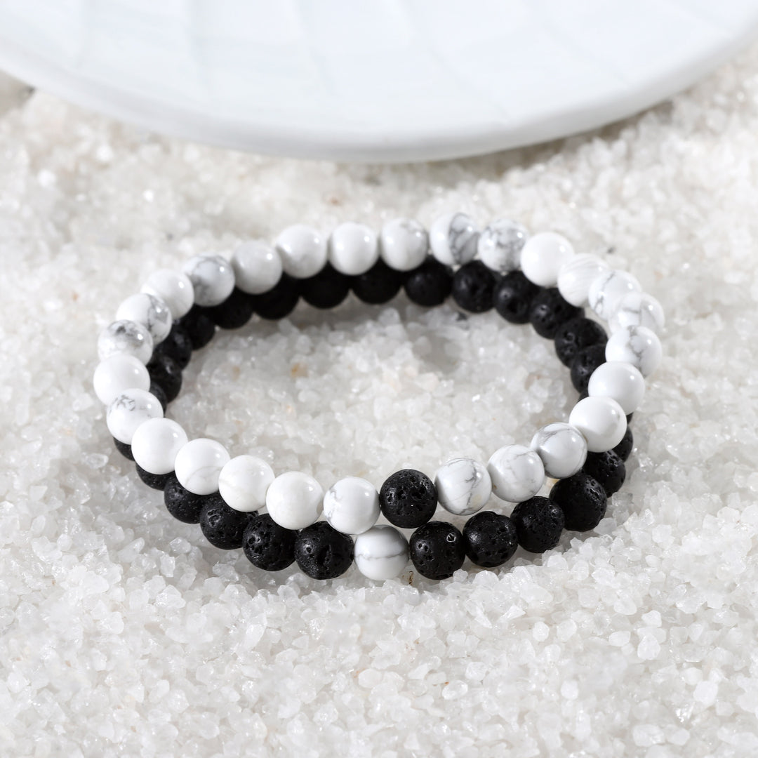 Howlite and Lava Bracelet Combo