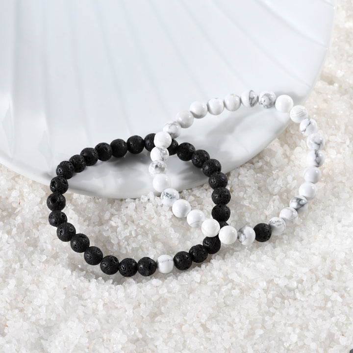 Howlite and Lava Bracelet Combo