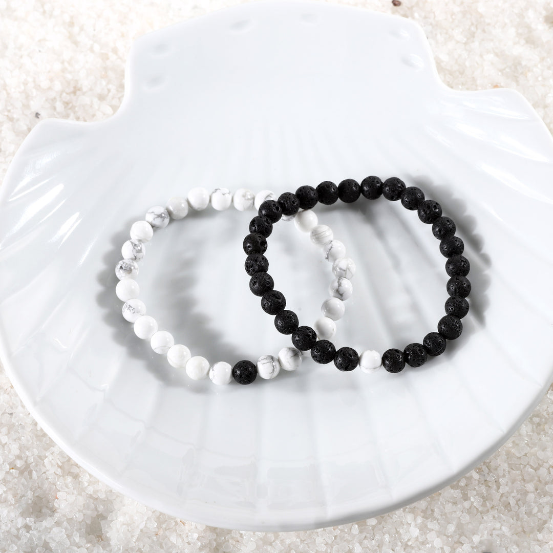 Howlite and Lava Bracelet Combo