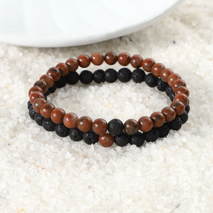 Red Jasper and Lava Bracelet Combo