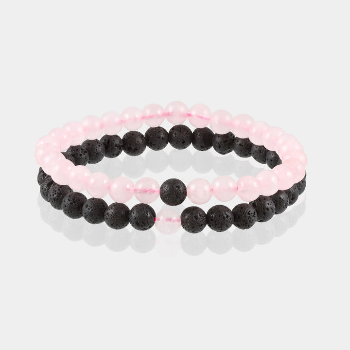 Rose Quartz and Lava Bracelet Combo