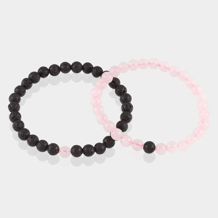 Rose Quartz and Lava Bracelet Combo