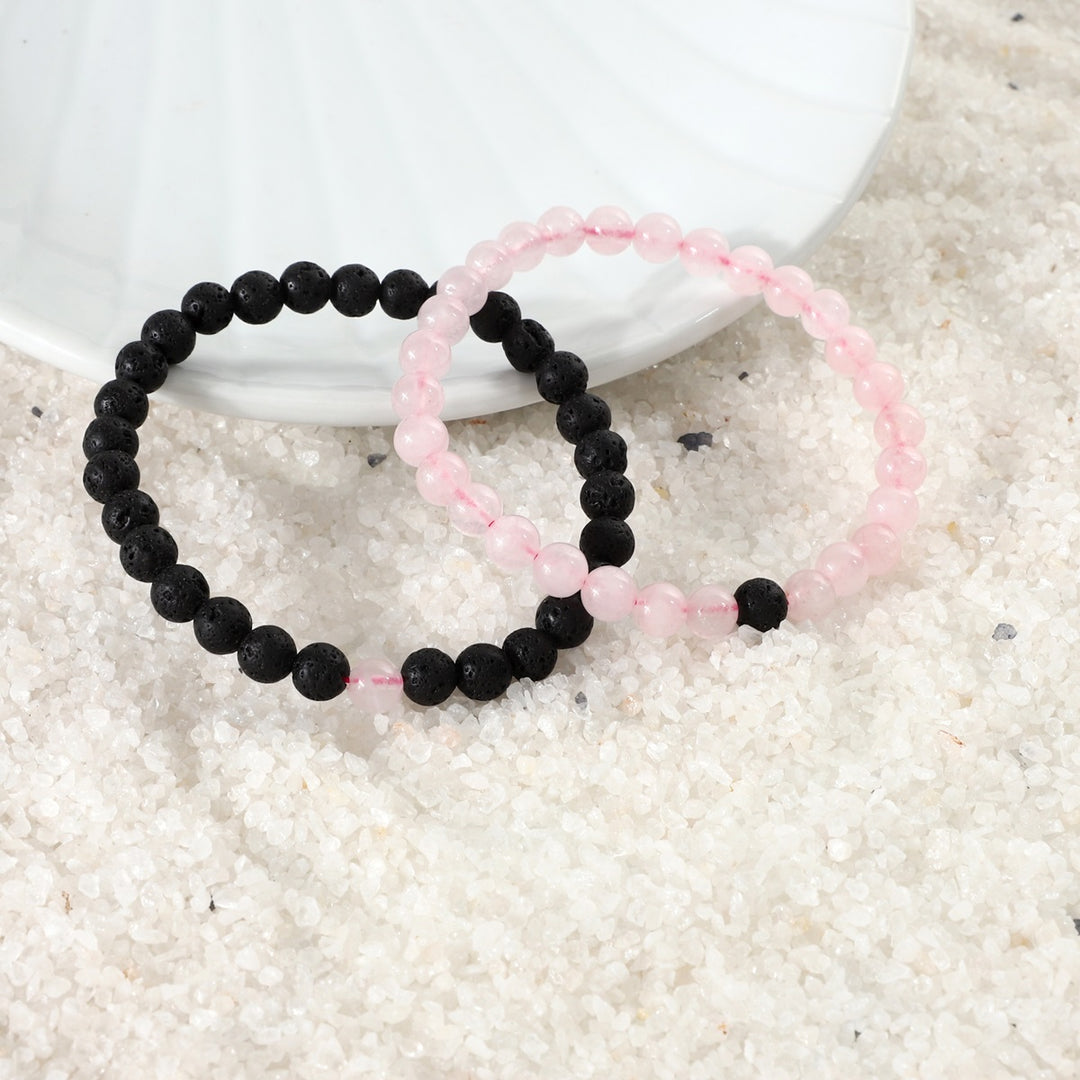 Rose Quartz and Lava Bracelet Combo