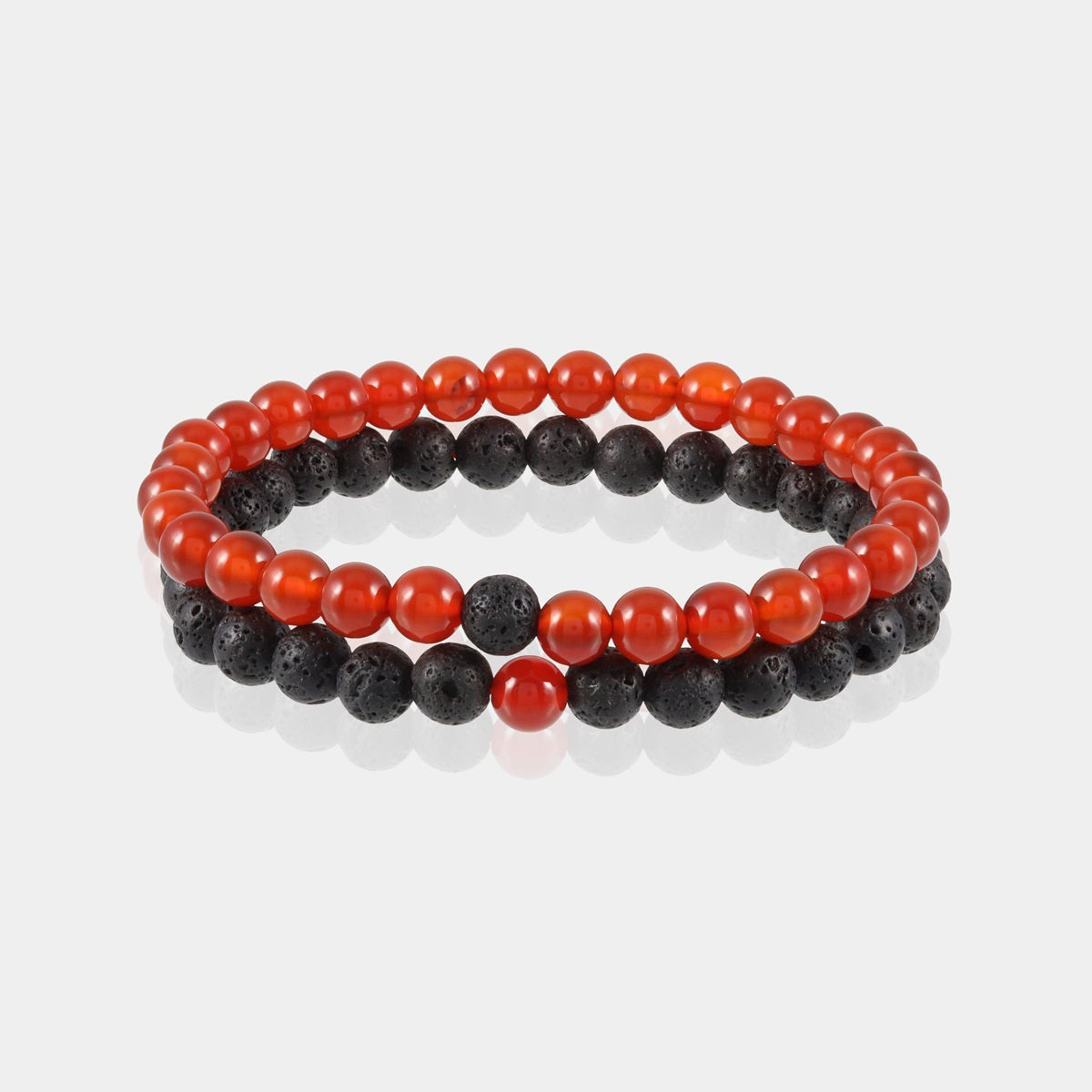 Red Onyx and Lava Bracelet Combo