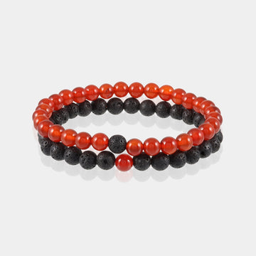 Red Onyx and Lava Bracelet Combo