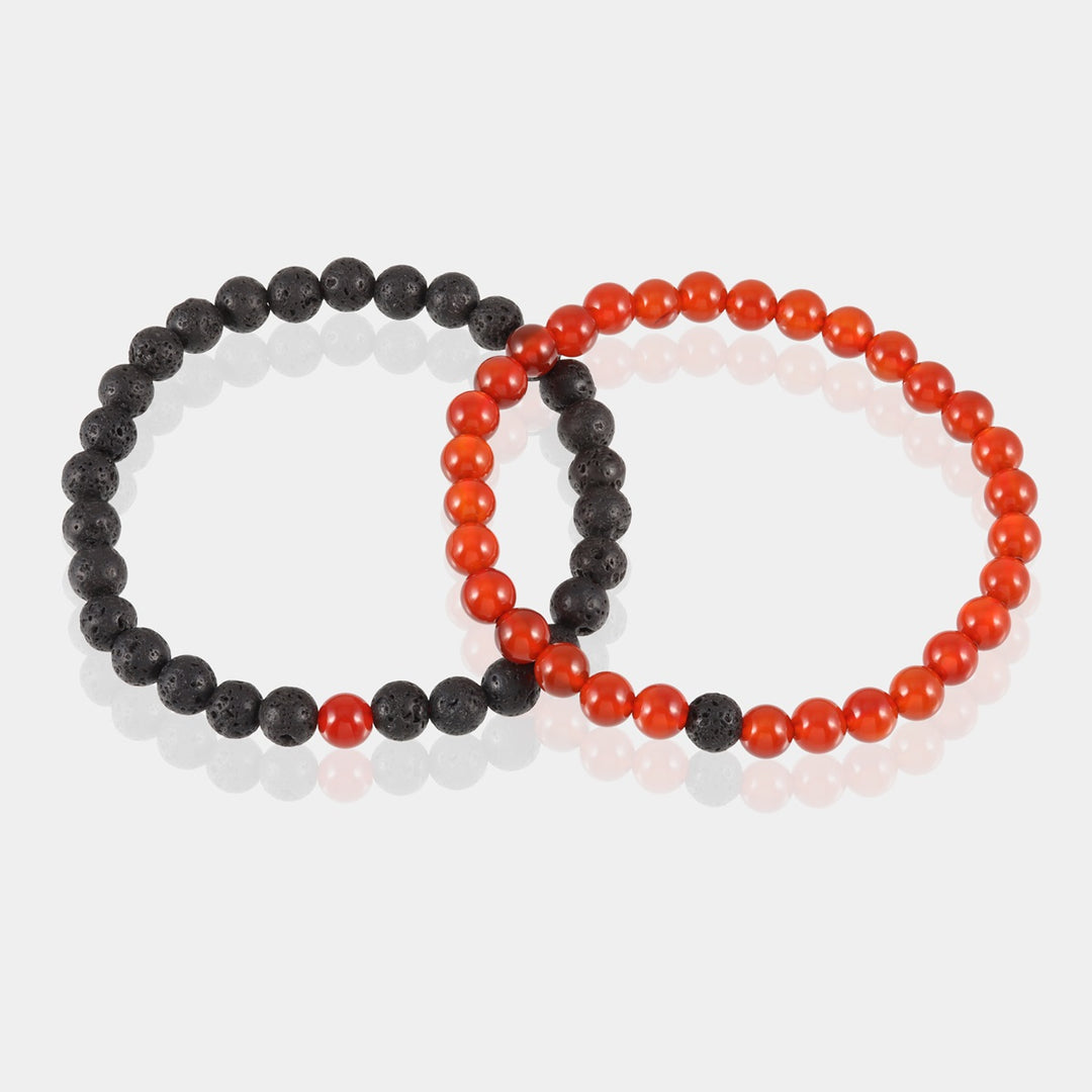 Red Onyx and Lava Bracelet Combo