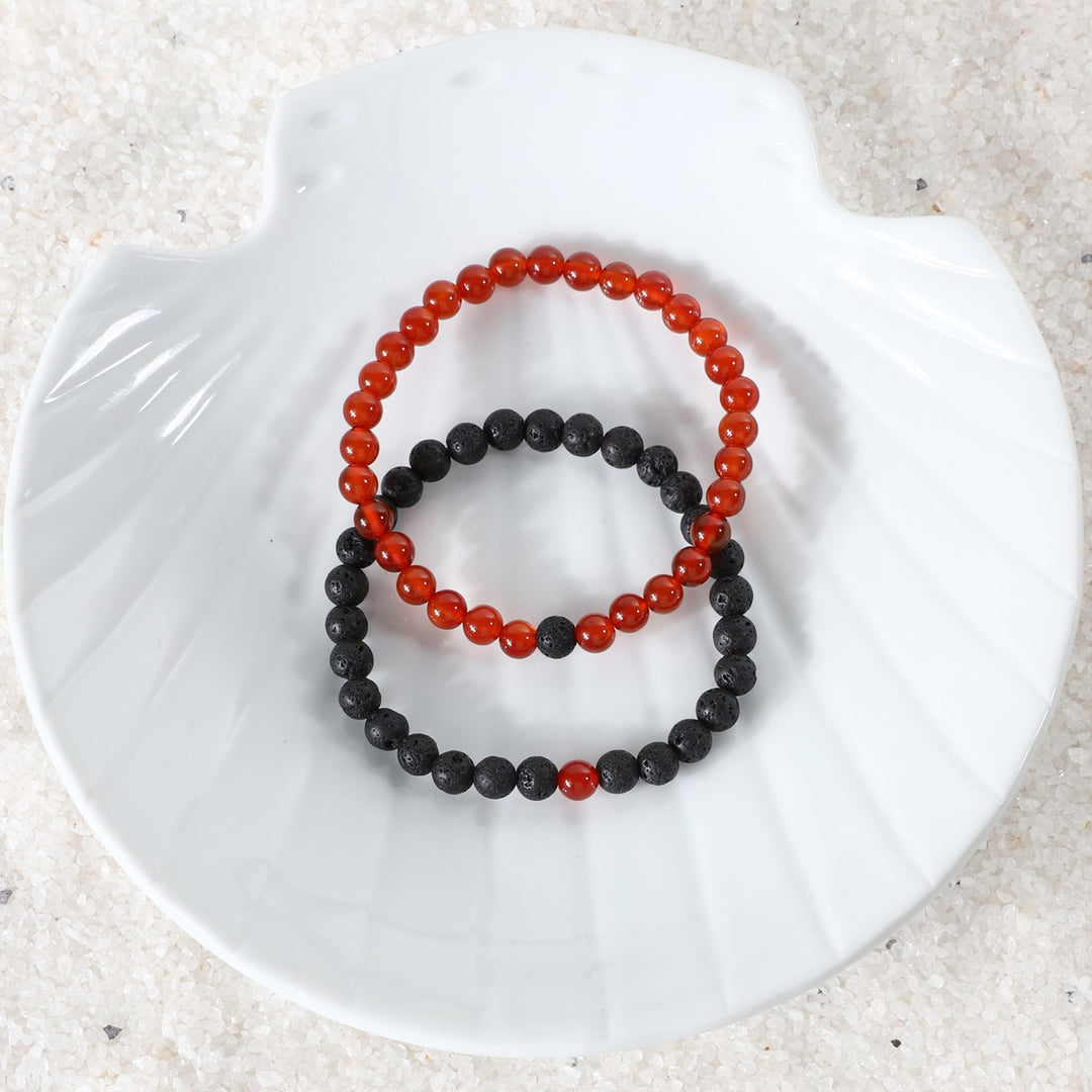 Red Onyx and Lava Bracelet Combo