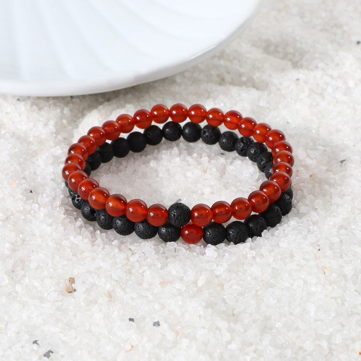 Red Onyx and Lava Bracelet Combo